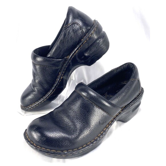 BOC Born Womens Clog Size 6 M/W Black Leather Round Toe Slip-On BC3433 - Picture 1 of 12